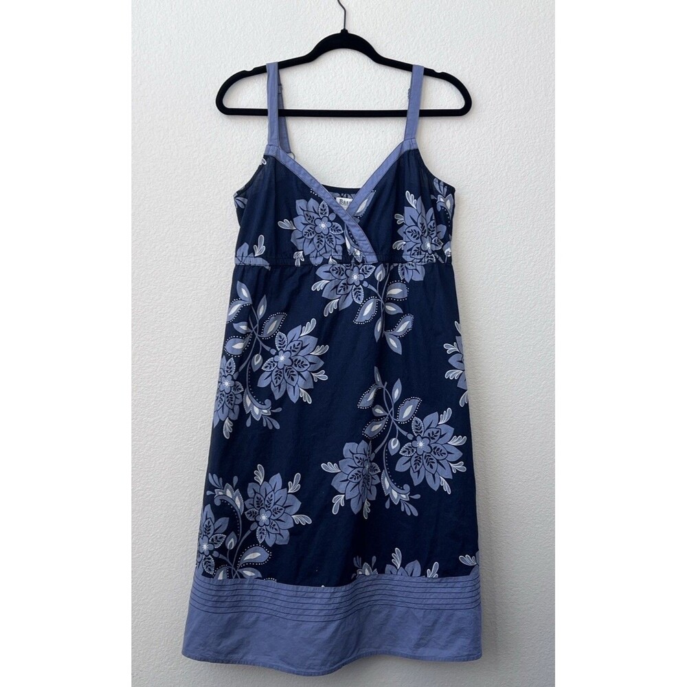 Bass & Co. Blue Floral Cotton Sundress Women’s Size 8 V-Neck Sleeveless Midi